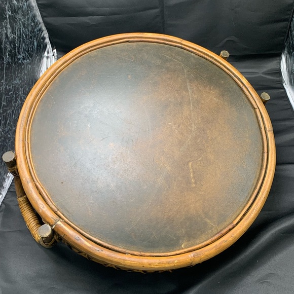 Vintage Large 17" Wicker rattan Round Centerpiece 3” Tray - Picture 4 of 7